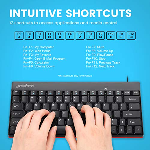 Image of Perixx PERIBOARD-422 Wired USB-C Mini Keyboard, USB Type C Connector, UK QWERTY
