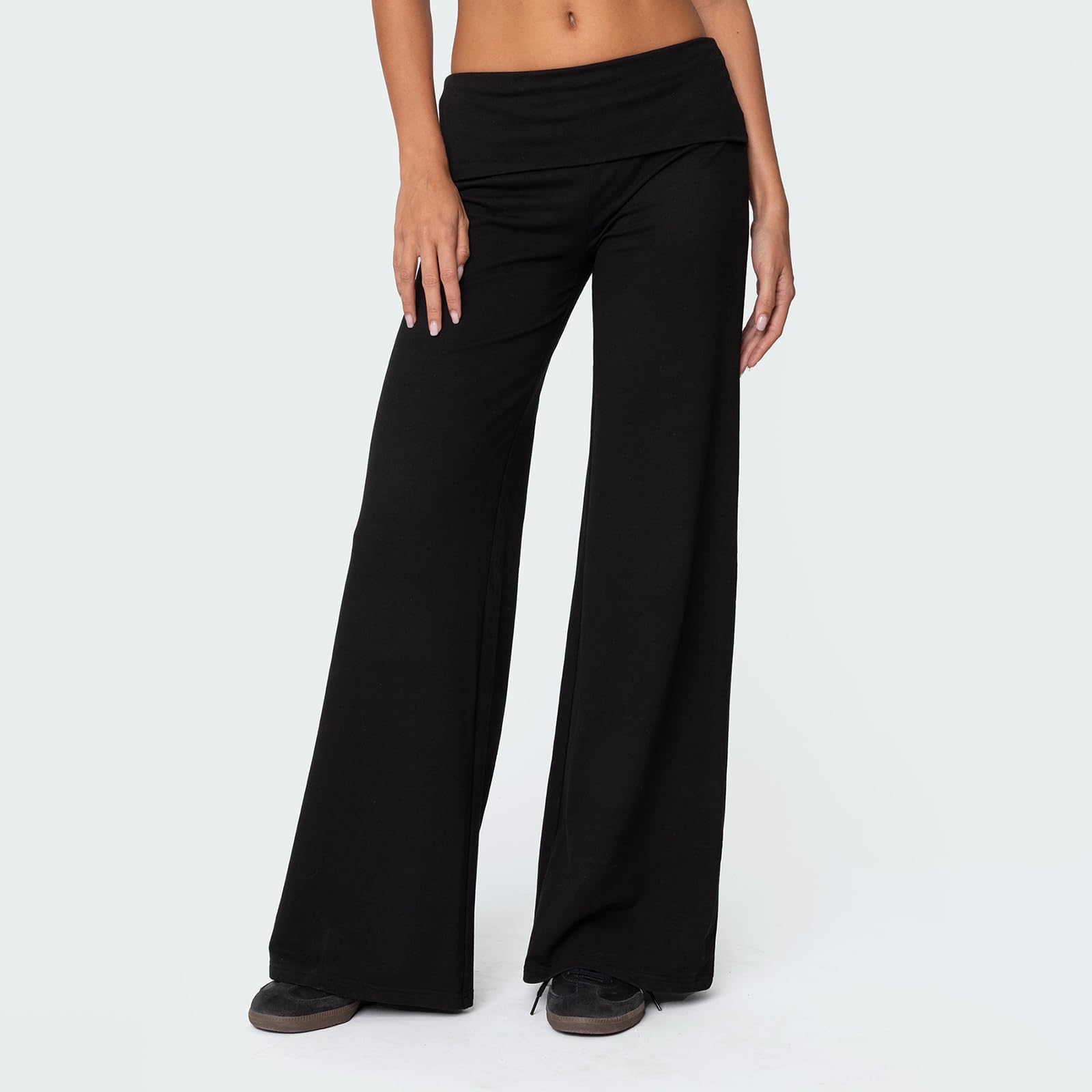 Nicoxijia Leggings da donna svasati pieghevoli pantaloni da yoga leggings svasati fondo a campana Y2K vita bassa gamba larga pantaloni della tuta