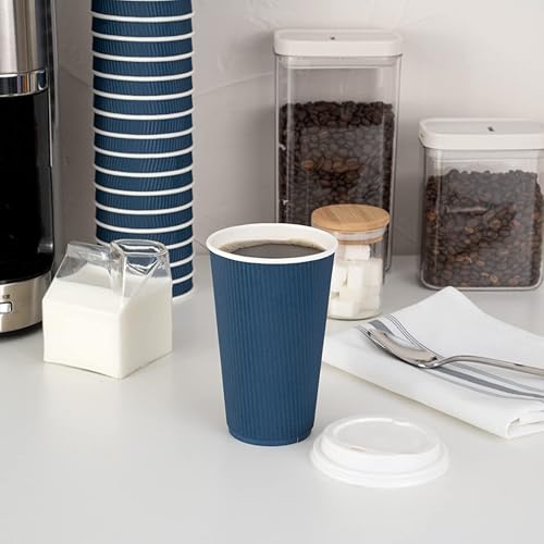 Vista 391 de Vasos de café de papel aislado de pared corrugada, 8 oz, Anaranjado