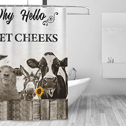 Jamie World Farmhouse Animal Shower Curtain Black And White Country Cow Donkey Bathroom Shower Curtains Rustic Farm Sheep Rooster Shower Curtain Waterproof Polyester Fabric Decor With Plastic Hooks 60 X72 Inches thumb #4