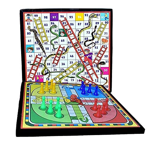 Buy Wooden Ludo Game Snakes Ladders with Dice & Coins Set (2 in 1 Ludo ...