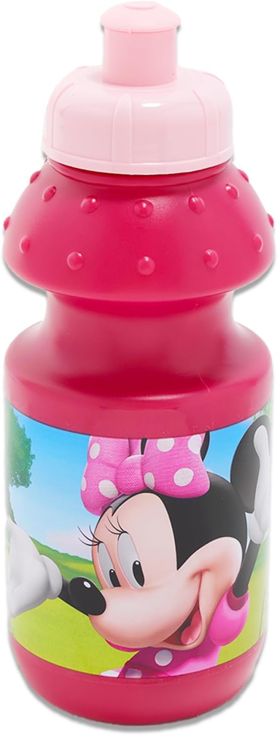 Disney Minnie Mouse Kids 11 Oz Reusable Water Bottles - Minnie Party Favor 12 Piece Bundle with 11 Oz Bottle with Pull Top Lid Plus Stickers for Girls | Bulk Minnie Water Bottles