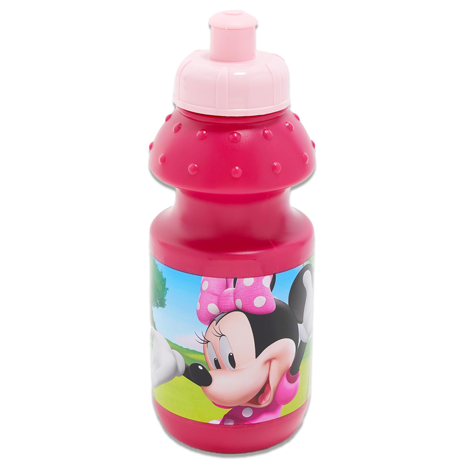Bottiglie d'acqua riutilizzabili Minnie Mouse, 325 ml, per bambini, 6 pezzi con bottiglia da 325 ml con tappo a strappo e tatuaggi, adesivi per ragazze | Bottiglie d'acqua Minnie