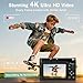 4K Digital Camera for Photography, 48MP Vlogging Camera with Autofocus, Flash, 180° Flip Screen, 16X Zoom, 32GB Card, 2 Batteries & Charger, Compact Travel Camera for Teens, Beginners & YouTube