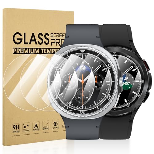 4 Pezzi per Samsung Galaxy Watch Classic 3 45mm Vetro Temperato Pellicola ProtettivaDiametro 34.5mm HD Protettiva Schermo