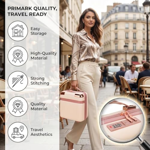 Image of GVND Travel Make up Train Case, Waterproof Portable Hard Shell Cosmetic Case, Cosmetic Case Mini Suitcase Vanity Box for Makeup Hand Luggage with Handle & Elastic Band, Flight Use