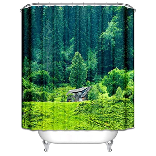 Rideau de douche haut de gamme polyester vert forêt 165x200cm - 3