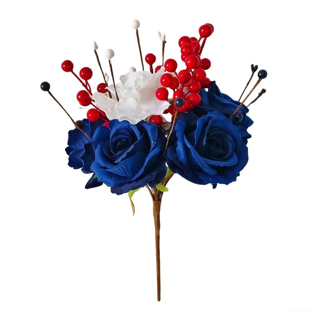 Branches de baies rouges blanches bleues 35 cm pour décoration patriote