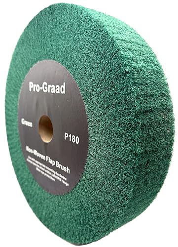 Image of 10 inch x 2 inch Green P180 Non-Woven Bench Grinder Polishing Burnishing Satin Finishing Flap Brush Wheel for Aluminum Copper Metal Golf Club Refurb, Compatible for 1 /2 inch, 5 /8 inch, 3 /4 inch, 1-1 /4 inch Shaft