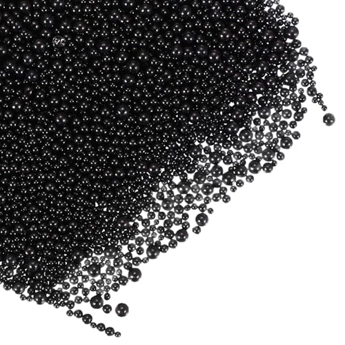 YELARXI Glass Bubble Beads, Tiny Iridescent Beads No Hole Mini Glass Bubble - Fitting for (DIY Crafting - Nail Art - Jewelry Making) 1-3mm &50g & Black