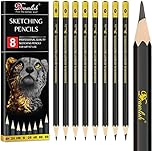 Sketching Pencils Set of 8 - B, 2B, 4B, 6B, 8B, HB, 2H, 4H - Drawing Pencils with Graphite Lead & Soft Basswood are Ideal for Sketching, Shading & Doodling - For Beginners & Professionals