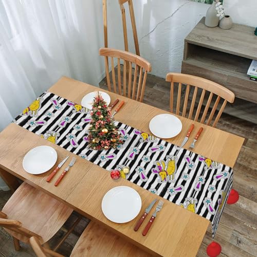 Chemin de table avec pompons design dessin animé lavable en machine - 8