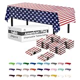 Party Solids Mantel rectangular de plástico patriótico, 137 x 274 cm, paquete de 24
