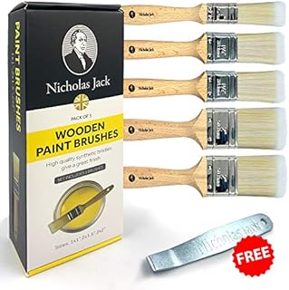 Nicholas Jack Professional Paint Brushes Decorating Set 5 Pure Synthetic Paint Brush Set for Interior & Exterior Decorating