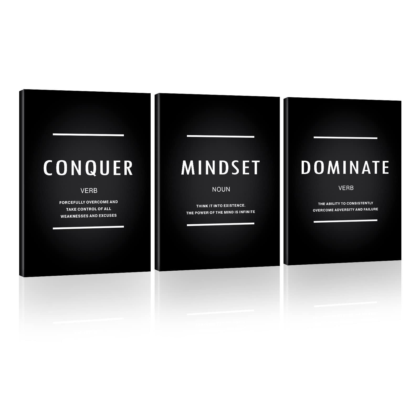 HLiWEGNS Office Decor Inspirational Wall Art, Motivational Canvas Poster Mindset Conquer Dominate Positive Quotes Wall Decor Minimalist Affirmations Painting Picture Gift for Men Women Leadership