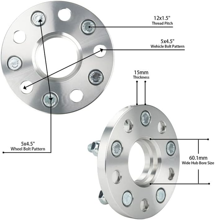 Wheel Spacers Adapters, 4PCS 15mm Thick Hubcentric 5X4.5 5x114.3 Wheel Spacers Adapters Compatible with Camry, RAV4, Tacoma, Sienna, Highlander, RX350, Venza, ES350, C-HR, Avalon, ES330