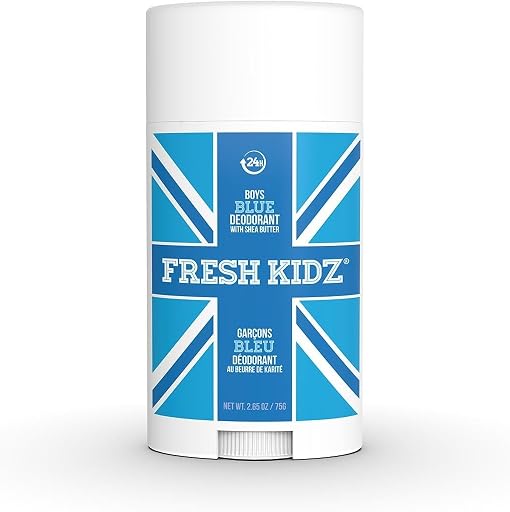 Fresh Kidz Blue Stick Deodorant for Boys 2.65oz, Aluminum & Baking Soda Free Kids Deodorant, 24 Hour Odor Protection for Tweens & Teens, Natural Deodorant for Sensitive Skin, Vegan & Cruelty Free