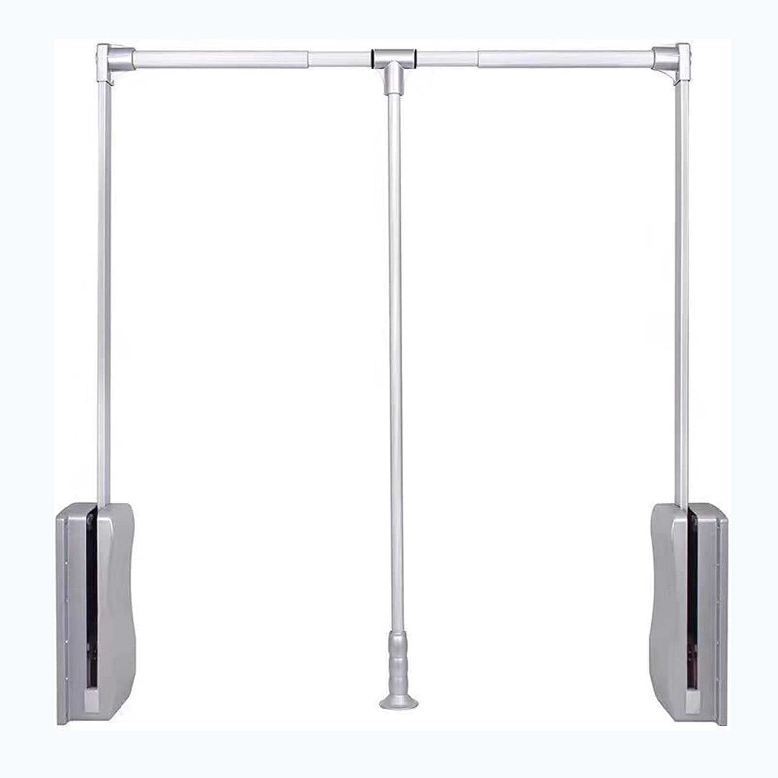 AYCDL Aluminium Retractable Wardrobe Hanr - Pull Down Wardrobe Rail Lift Closet Rod Clothing Rail Closet Lift nizer for Bedroom Sto.,White-600-830mm