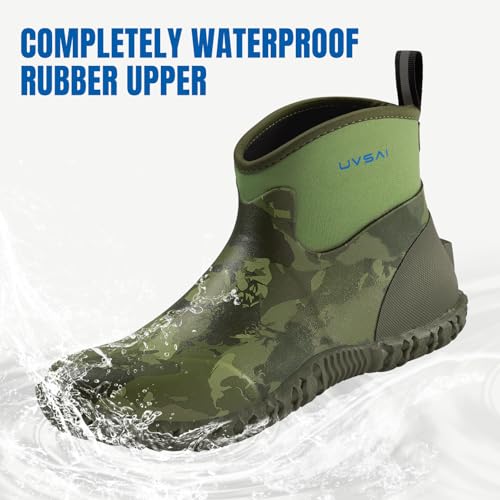 Image of Men's Waterproof 5.3-inch Ankle High Garden Shoes Rain Boots Slip-On Footwear for Gardening Farming Lawn Care Yard Work