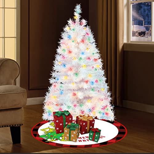 Rustic Buffalo Plaid Christmas Tree Skirt Black And Red 48Inch Check Farmhouse Xmas Tree Skirt For Merry Christmas Home Holiday Party Decorations #TOP4