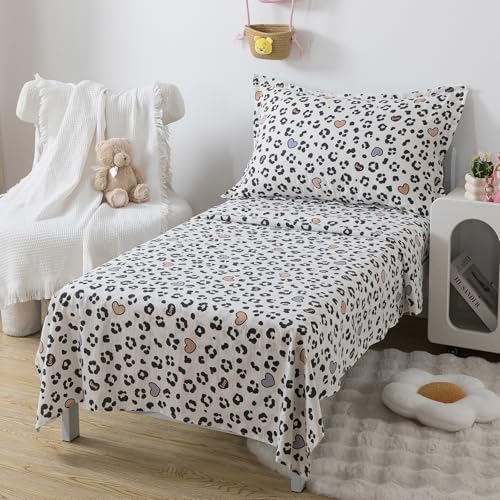 Image of Caressma Cheetah Print Toddler Bedding Set 4 Pieces Kids Comforter Set