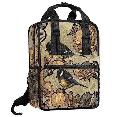 Sac à dos garçons bretelles réglables motif oiseau vintage