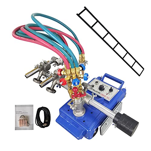 WYDDDARY Semi-automatic Double Torch Track Burner 2-29.5inch/min Portable Automatic Straight Line Track Torch Handle Gas Cutting Machine 110V