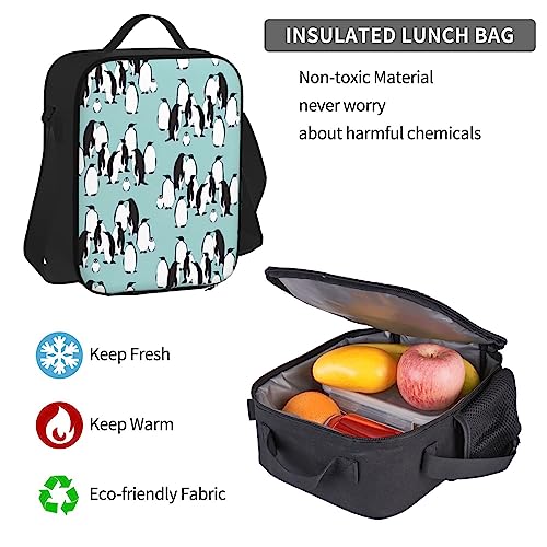 Sac à dos pingouins mignons anti-fuite de repas - Set 3 en 1 WURTON noir avec trousse d'école