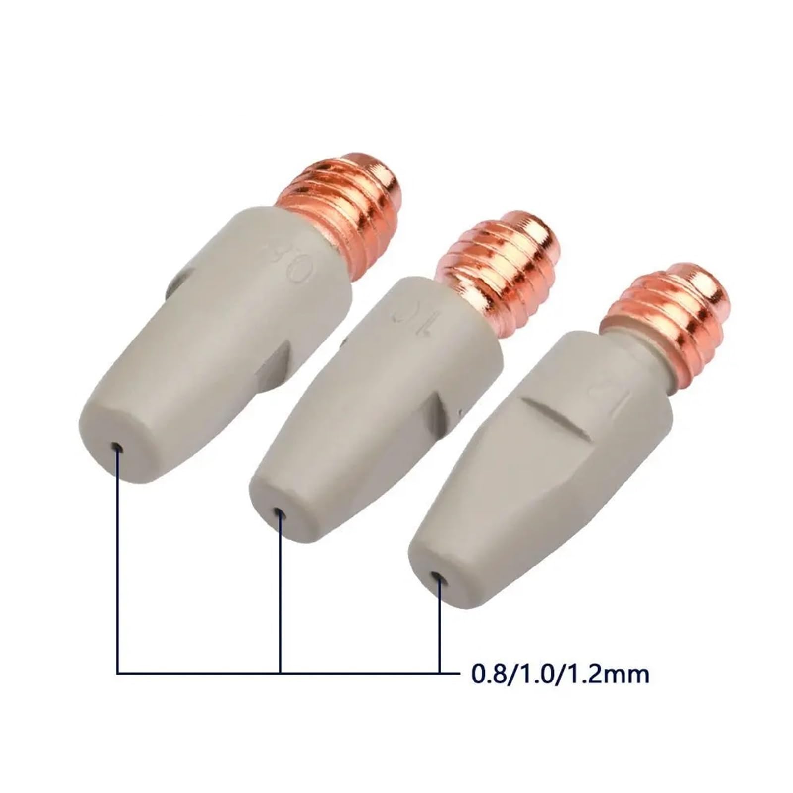 10 punte di contatto MIG 36KD | Nuovo rivestimento protettivo, M8 × 30 mm, 0,8/1,0/1,2 mm, per torcia MB 36KD(0,8 mm)