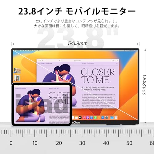 undefined InnoView モバイルモニター 23.8インチ 4K モバイルディスプレイ UHD(3840*2160) 100%sRGB 60Hz ポータブルモニター 大画面 ゲーミングモニター IPS液晶パネル 非光沢 HDRモード FreeSync ブルーライト機能 Type-C/標準HDMI/PS4PS5/XBOX/Switchなど対応 壁掛けに対応 内蔵スピーカー 薄型 の商品画像 6