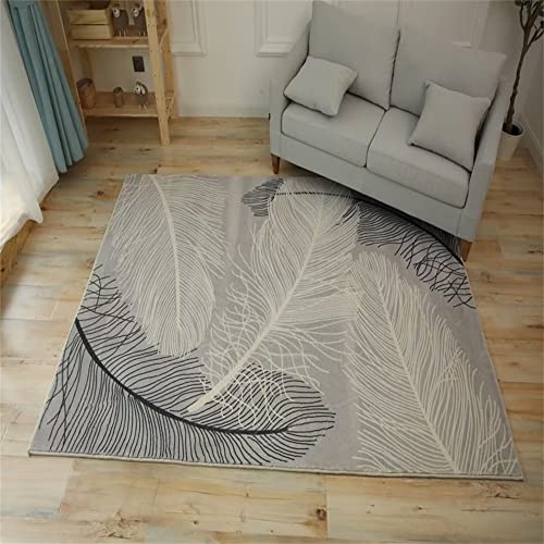 Tapis de chambre moderne durable a imprimé plumes grises 50x80cm - 2