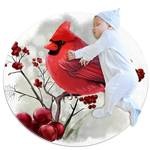 Tapis de jeu pour enfants oiseau d'hiver rond aux finitions soignées - 2
