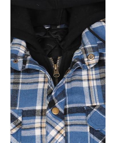 Image of ZENTHACE Men's Quilted Lined Hooded Plaid Jacket,Zipper & Snap Closure
