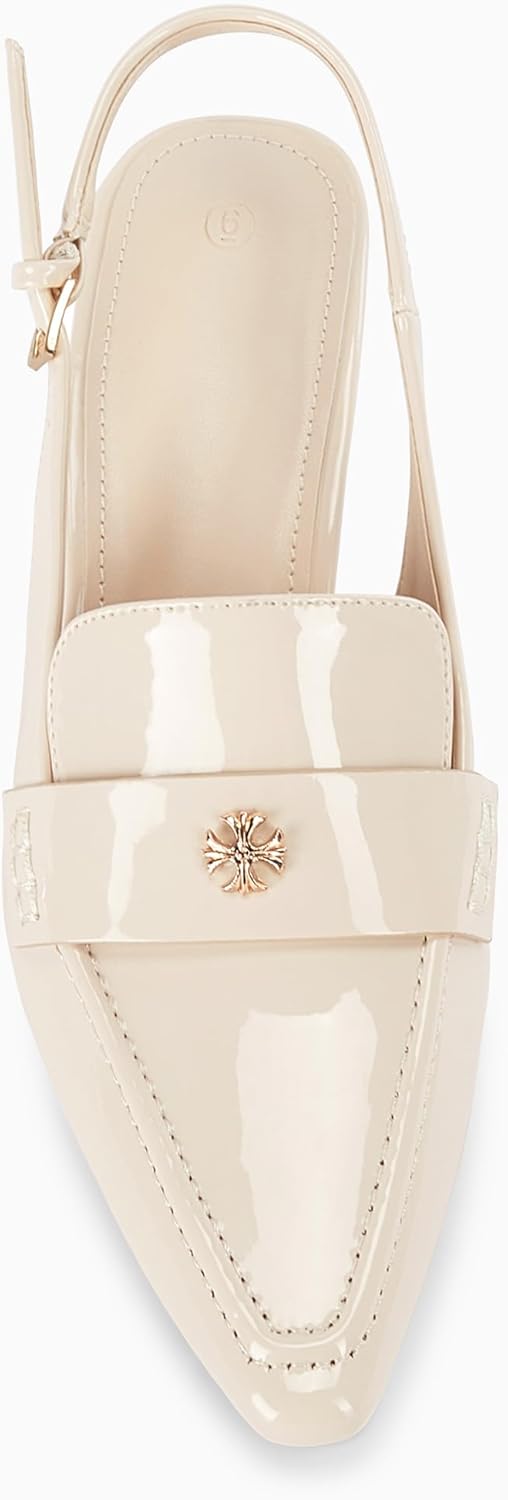 Coutgo Women's Pointed Toe Sandals Slingback Kitten Heel Pumps Slip On Ankle Buckle Dress Shoes - Image 8