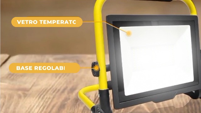 Faretto LED Da Cantiere 100W Portatile Con Spina 3m E Manico | 10000LM, 6500K, IP66 Impermeabile, Rotazione 360°