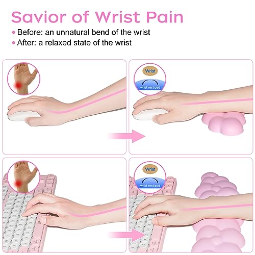 Image of JIKIOU Upgrade Leather Cloud Wrist Rest for Keyboard and Mouse & Cup Pad | Wish Gift-Cute Cloud Shape, Comfortable and don't Irritate to Skin, Non-Slip PU Base,Soft Memory Foam filled for Pain Relief