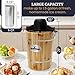 Elite Gourmet EIM916 Old Fashioned 6 Quart Vintage Wood Bucket Electric Ice Cream Maker Machine Appalachian, Bonus Classic Die-Cast Hand Crank for Churning, Uses Ice and Rock Salt