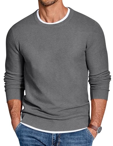 COOFANDY Mens Sweater Long Sleeve Crewneck Ribbed Sweaters Casual Stylish Knitted Fall Winter...