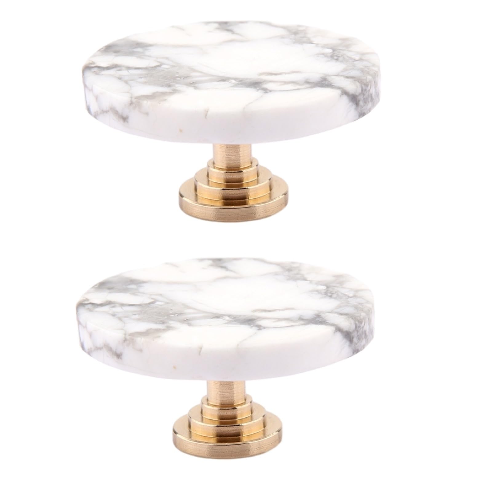 Kfgisd White Turquoise Disc 2Pcs Furniture Drawer Handles And Knobs,Furniture Handles Natural Crystal Piece Brass Single Hole,Crystal Handles(White Turquoise Disc)