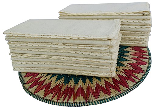 Linen Clubs - Servilletas de lino de algodón - Natural - 20 x 20 (juego de 12) - aspecto de lino premium - 100% fibra celulosa natural Cover