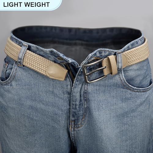 Image of DOOPAI Braided Stretch Belt for Men, Elastic Woven Belt, casual Fabric Golf Belt, 1 3 /8 inch for golf pants jeans, Gift Box