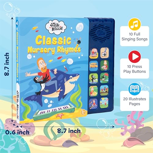 Image of Steve and Maggie Sound Book - 10 Button Interactive Nursery Rhymes, Musical Books for Toddlers 1-3, Talking Books for Kids, Sing Along Baby Music Book, Learning & Education Gift for Boys & Girls
