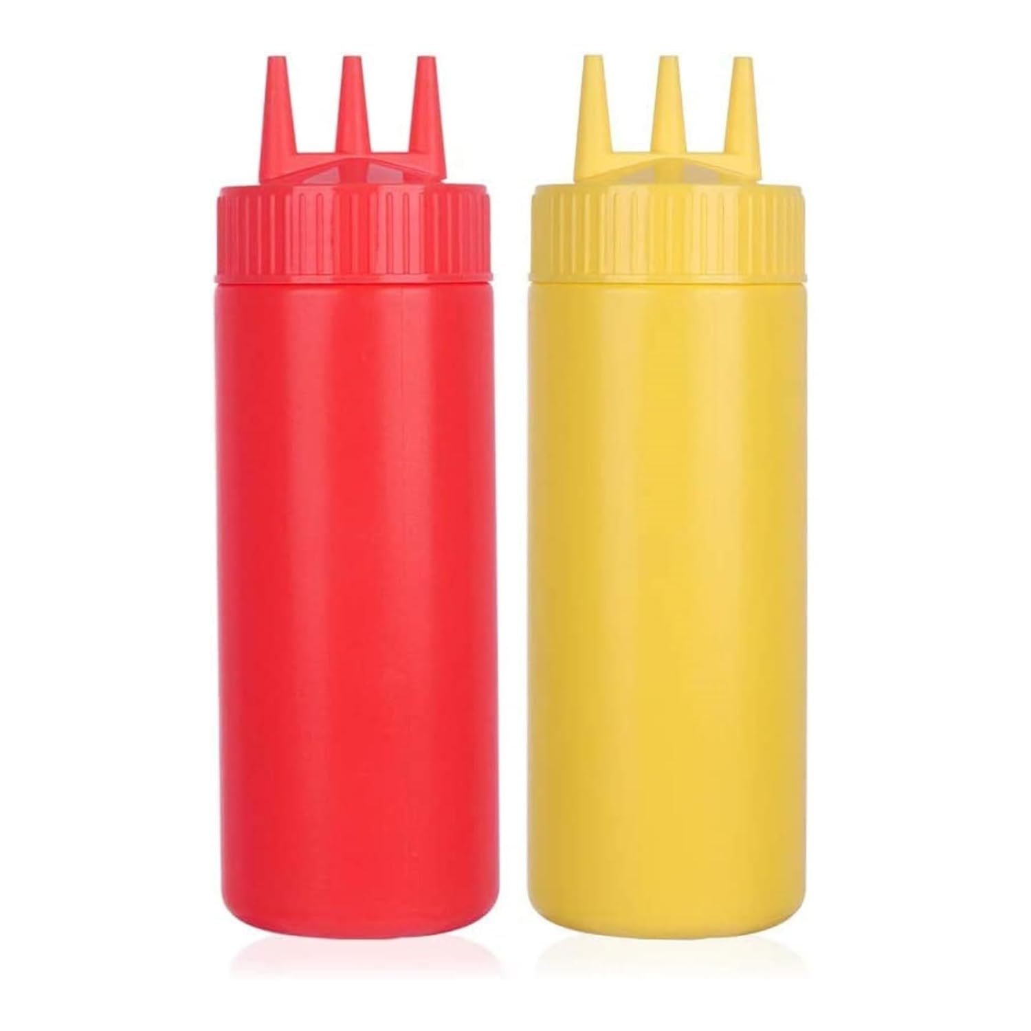 FASHRAMP Multicolor Squeeze Bottle 3 Hole Ketchup Mustard Salad Dressing Seasoning Squeezer Suitable for Family Restaurant Bakery (500ml) (2pcs)-image-1