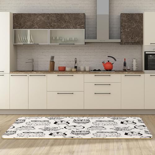 Alfombra de cocina antideslizante VAPOKF alfombrilla lavable absorbente juego de 2 piezas búhos 3