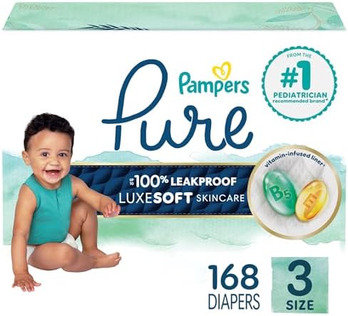 Pampers Pure Protection Baby Diapers, Size 3 (16-28 lbs), 168 Cou...