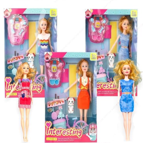 Image of SHAKTISM Doll Set for Girls with Makeup, Dress, Accessories, Wardrobe Closet, Hangers, Necklace, Multicolor, 3 Years and Up (Interesting Doll)