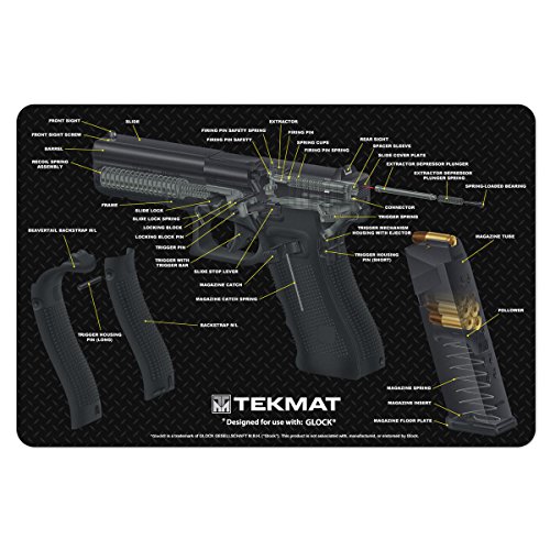 TekMat Glock Cut Away Cleaning Mat / 11 x 17 Thick, Durable, Waterproof / Handgun Cleaning Mat with Parts Diagram and Instructions / Armorers Bench Mat / Black