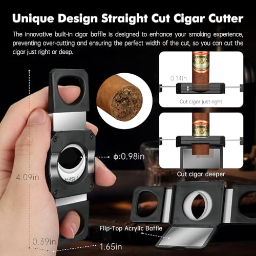 TISFA Cigar Ashtray Set, Portable Ash tray for Outdoor, Hole Punch, V Cutter with Draw Enhancer and Holder, Straight Cutter with Stand, Cigar Accessories Ashtray Gift Set - Image 6