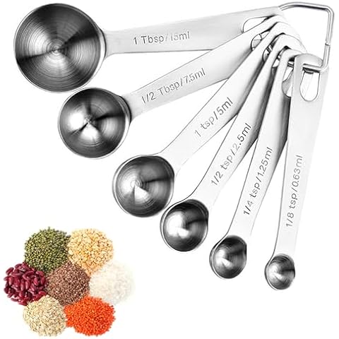 HCJspring 6PCS Stainless Steel Measuring Spoons Cover