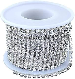 10 Yard Crystal Rhinestone Chain for Crafts Fringe Trim Diamond Jewellery Making Craft (Silver)